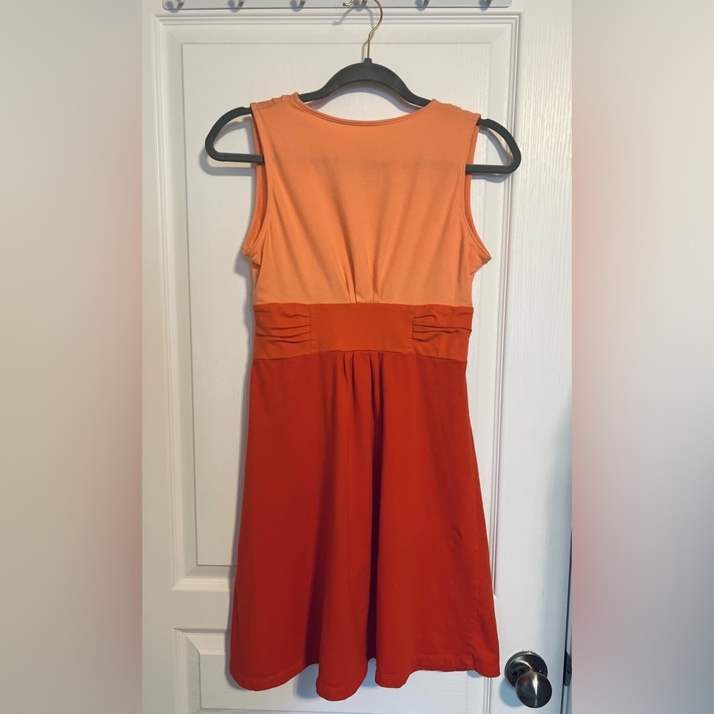 Patagonia Margot A-Line Dress Organic Cotton Blend Peach Orange Red Colorblock - Picture 4 of 10